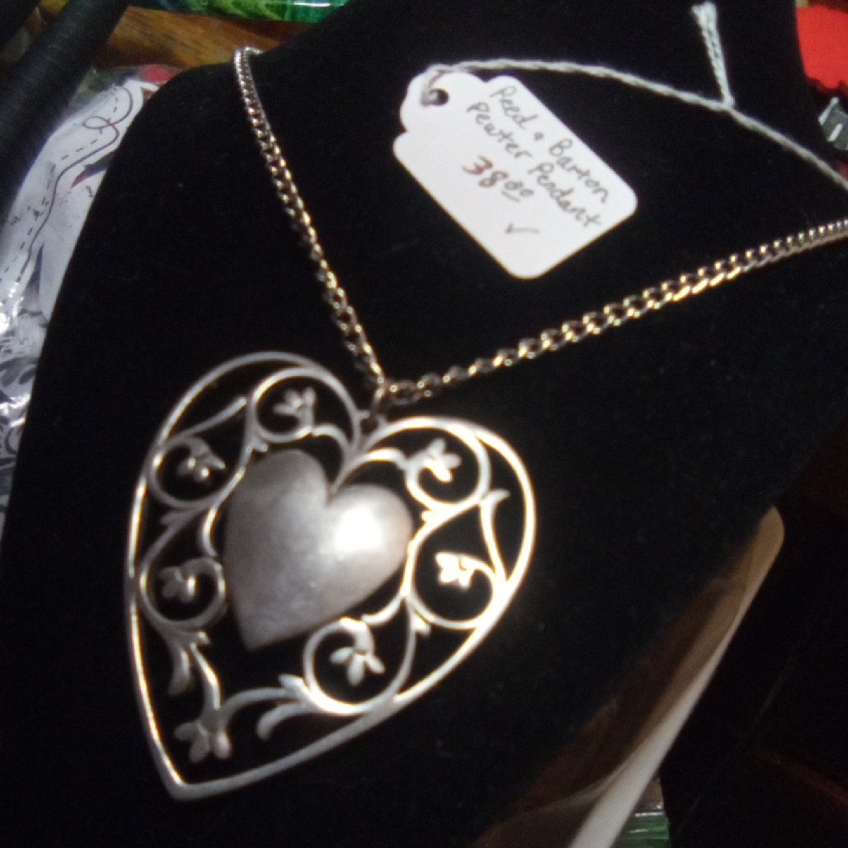 Reed Barton Pewter Vintage Heart Pendant Necklace 30$